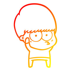 warm gradient line drawing nervous cartoon boy