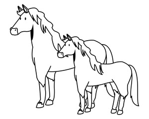 farm, animals and farmer cartoon in black and white