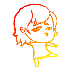 warm gradient line drawing cartoon vampire girl