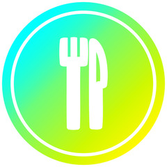 knife and fork circular in cold gradient spectrum