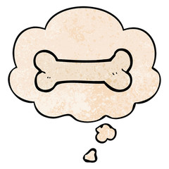 cartoon bone and thought bubble in grunge texture pattern style
