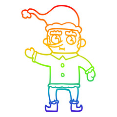rainbow gradient line drawing cartoon christmas elf