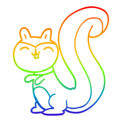 rainbow gradient line drawing cartoon happy squirrel