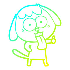 cold gradient line drawing cute cartoon dog