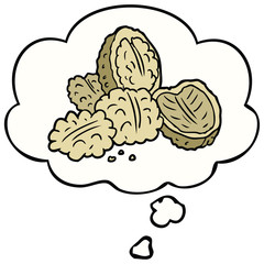 cartoon walnuts and thought bubble