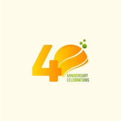 40 Years Anniversary Celebration, Orange Vector Template Design Illustration