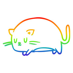 rainbow gradient line drawing cute fat cat