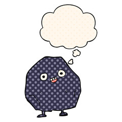 cartoon rock and thought bubble in comic book style