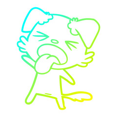 cold gradient line drawing cartoon disgusted dog