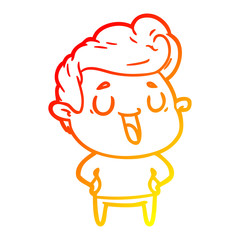 warm gradient line drawing happy cartoon man