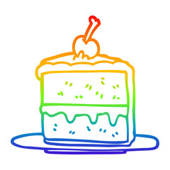 rainbow gradient line drawing cartoon chocolate cake