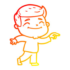 warm gradient line drawing happy cartoon man