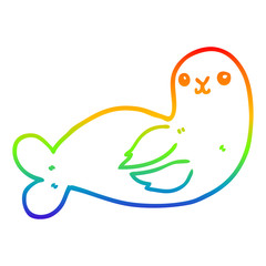 rainbow gradient line drawing cartoon seal