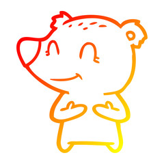 Fototapeta premium warm gradient line drawing friendly bear cartoon
