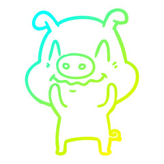 cold gradient line drawing nervous cartoon pig