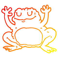 warm gradient line drawing cartoon frog