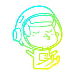 cold gradient line drawing cartoon confident astronaut