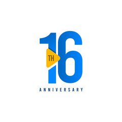 16 Years Anniversary Celebration Vector Template Design Illustration