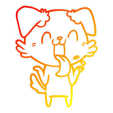recommend clip art: warm gradient line drawing cartoon panting dog shrugging shoulders