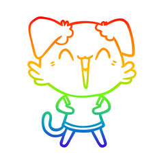 rainbow gradient line drawing happy little dog cartoon