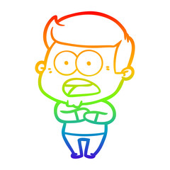 rainbow gradient line drawing cartoon shocked man