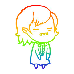 rainbow gradient line drawing cartoon undead vampire girl