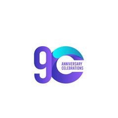 90 Years Anniversary Celebration, Purple and Blue Gradient Vector Template Design Illustration