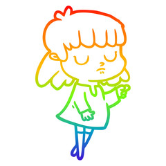 rainbow gradient line drawing cartoon indifferent woman