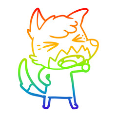 rainbow gradient line drawing angry cartoon fox