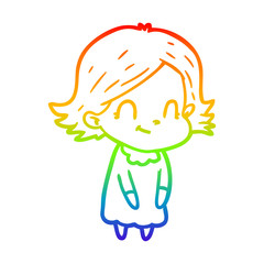 rainbow gradient line drawing cartoon friendly girl
