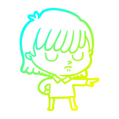 Fototapeta premium cold gradient line drawing cartoon woman