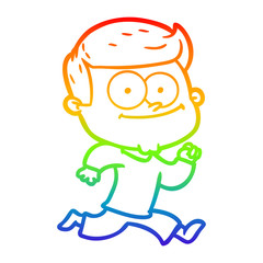 rainbow gradient line drawing cartoon happy man