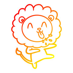 warm gradient line drawing happy cartoon lion