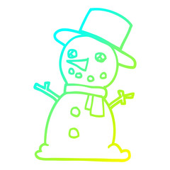 cold gradient line drawing cartoon snowman