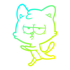 cold gradient line drawing bored cartoon cat