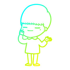 cold gradient line drawing cartoon smug boy