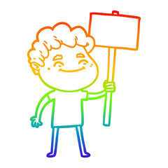 rainbow gradient line drawing cartoon friendly man