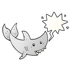 Obraz premium cartoon shark and speech bubble in smooth gradient style