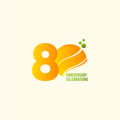 80 Years Anniversary Celebration, Orange Vector Template Design Illustration