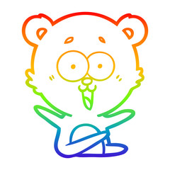 rainbow gradient line drawing laughing teddy  bear cartoon