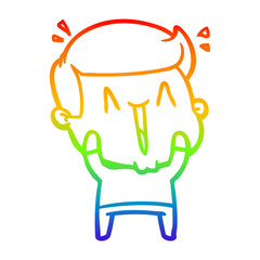 rainbow gradient line drawing cartoon excited man