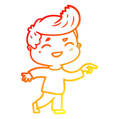 warm gradient line drawing cartoon man laughing