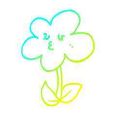 cold gradient line drawing cartoon flower