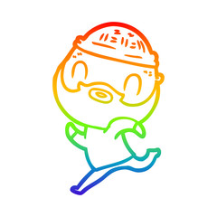 rainbow gradient line drawing cartoon bearded man