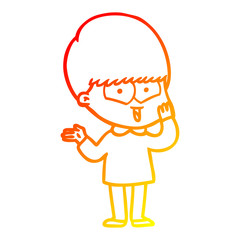warm gradient line drawing cartoon happy boy