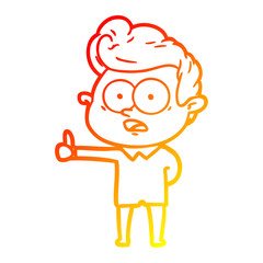 warm gradient line drawing cartoon staring man