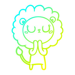 cold gradient line drawing cartoon lion