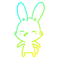 cold gradient line drawing curious bunny cartoon