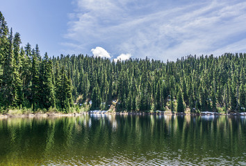 beautiful Barrier lake in the mountains Garibaldi provincial park british columbia canada.