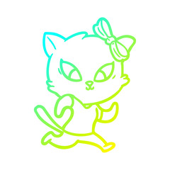 cold gradient line drawing cartoon cat
